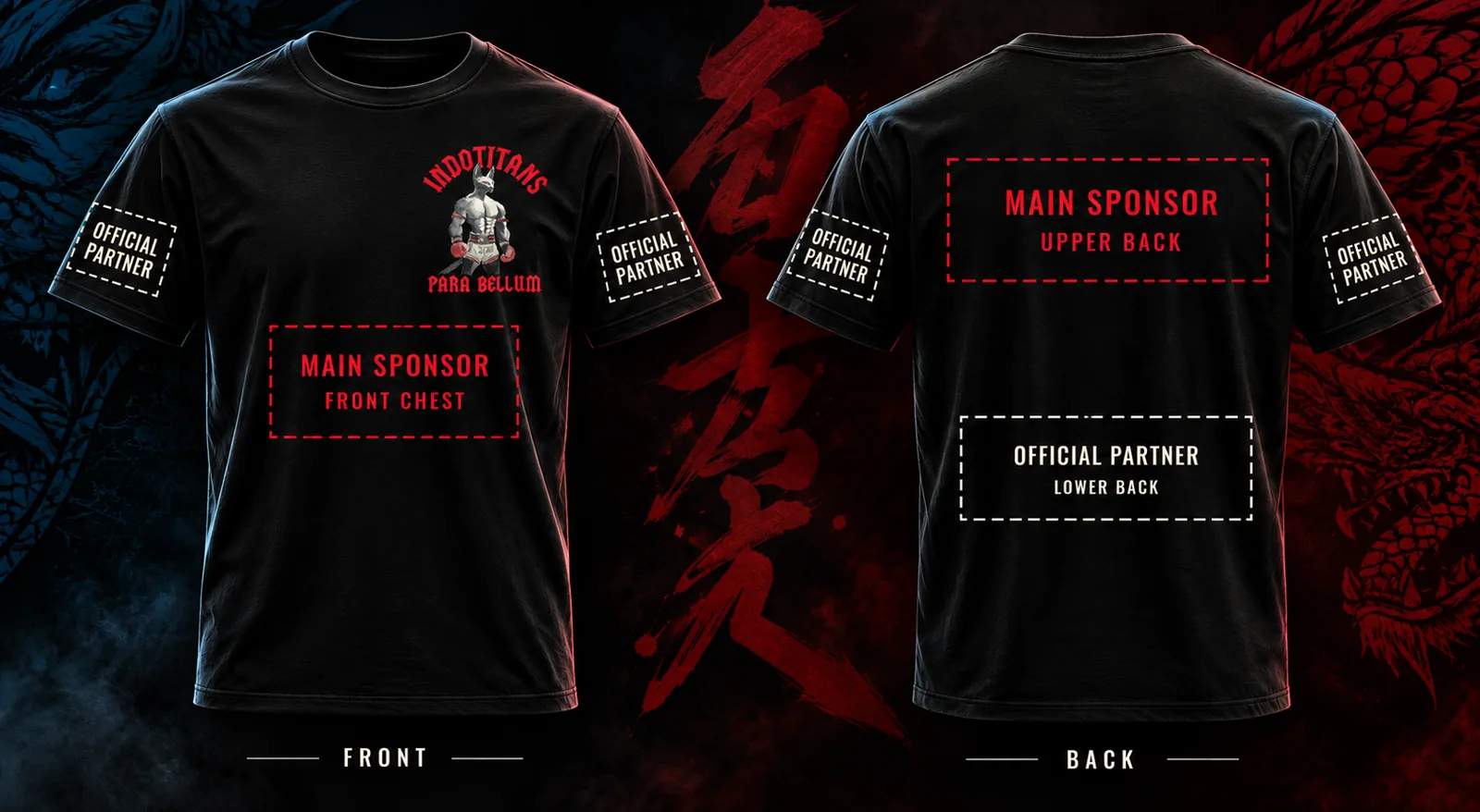 Indotitans sponsor placement - t-shirt front and back
